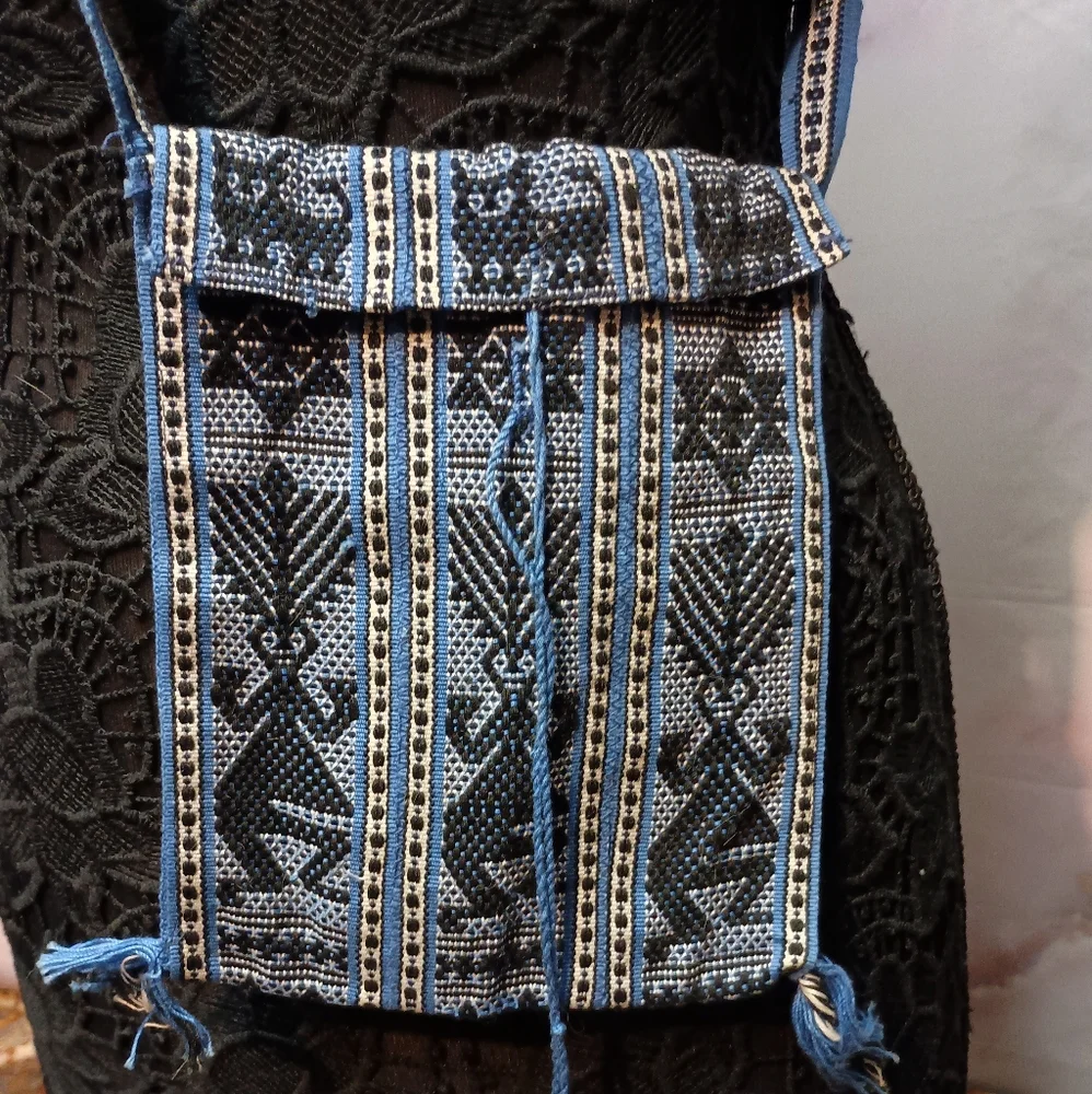 Blue Small Woven‎ South American Crossbody Bag